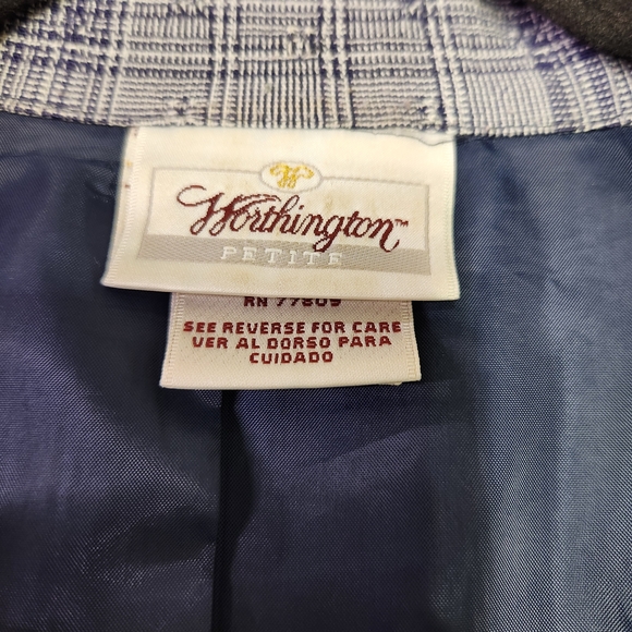 🔆Vintage Worthington Blue & White Plaid Blazer Size 6 - Picture 7 of 11